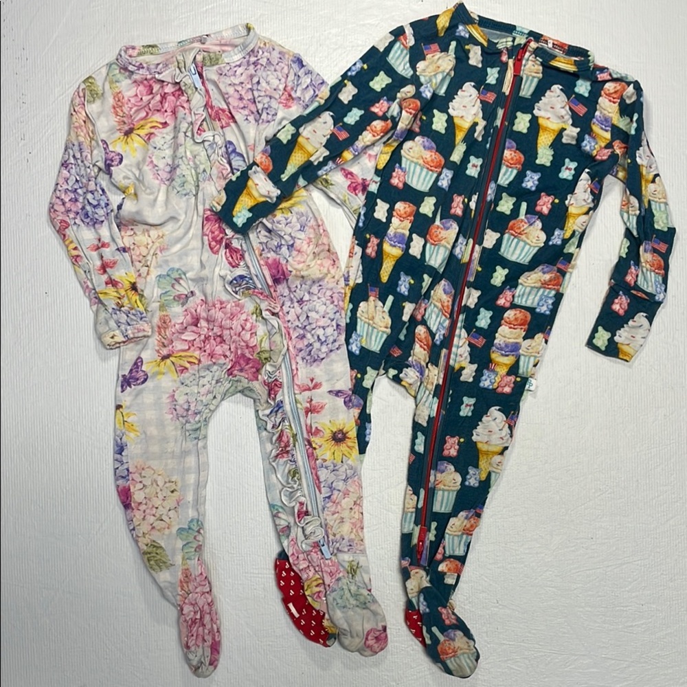 Posh Peanut Floral and Ice Cream Print Kids One Piece Set